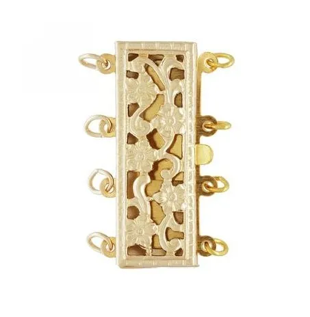 GOLD FILLED FANCY PEARL CLASP 4-STRAND