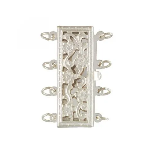 STERLING SILVER FANCY PEARL CLASP 4-STRAND