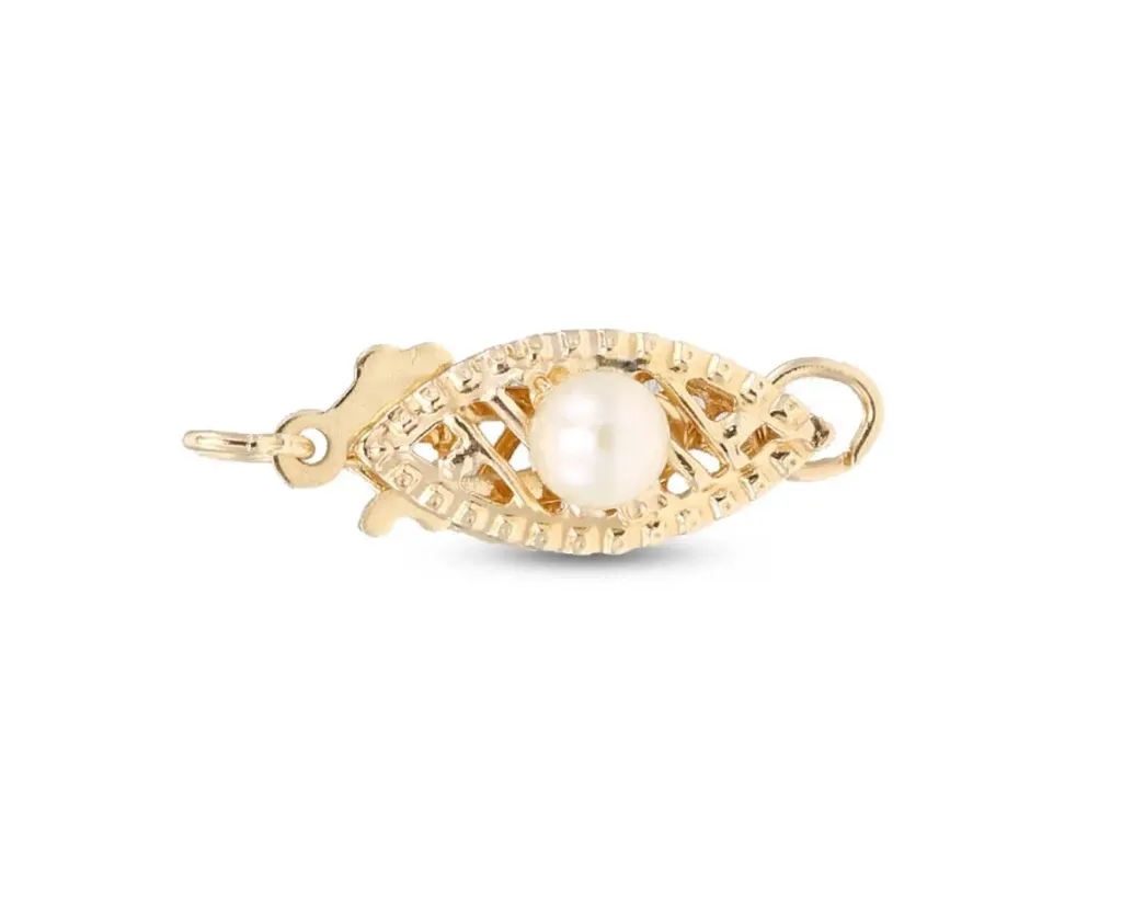 14K YELLOW FILIGREE PEARL CLASP REGULAR WITH PEARL