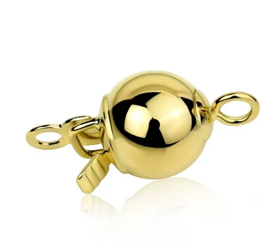 14K YELLOW BRIGHT BEAD CLASP - 6.00MM