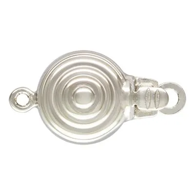 STERLING SILVER ROUND BULLSEYE PEARL CLASP 2-STRAND