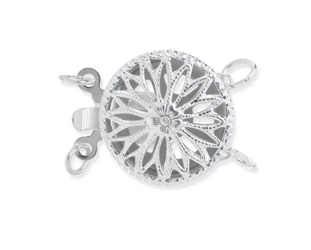STERLING SILVER ROUND FILIGREE PEARL CLASP 2-STRAND