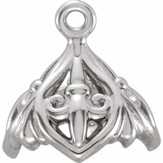 STERLING SILVER FLEUR-DE-LIS DANGLE PEARL CAP - FITS 7-7.50MM