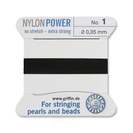 [38-019] BLACK NYLON BEAD CORD CARD (Size 1)