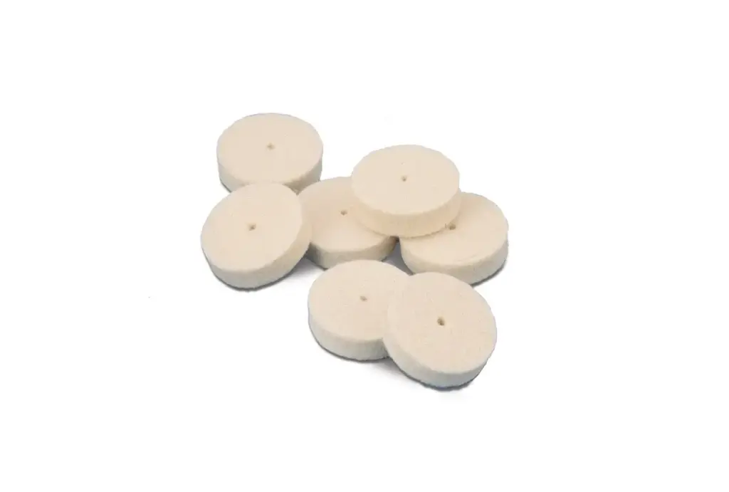 [17-377] MINIATURE FELT WHEEL BUFFS 10PK - SOFT (1" X 1-1/8")