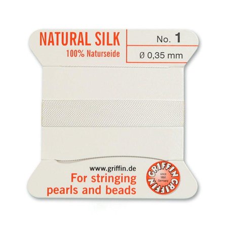 WHITE SILK BEAD CORD CARD (Size 0)