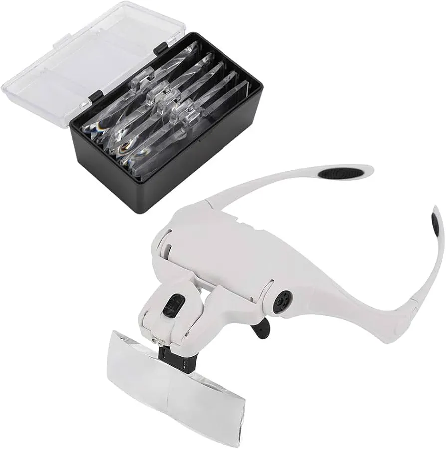 EYEGLASSES BRACKET/HEADBAND INTERCHANGEABLE MAGNIFIER WITH 2 LED (UPGRADED VERSION)