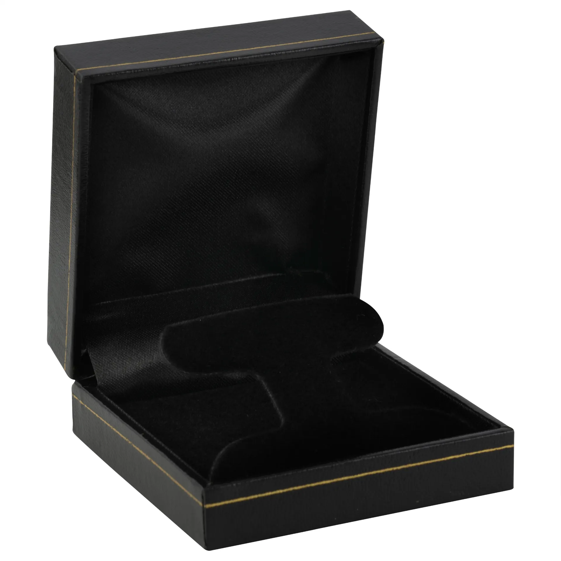 [65-172BK] BLACK LEATHERETTE T BAR EARRING BOX