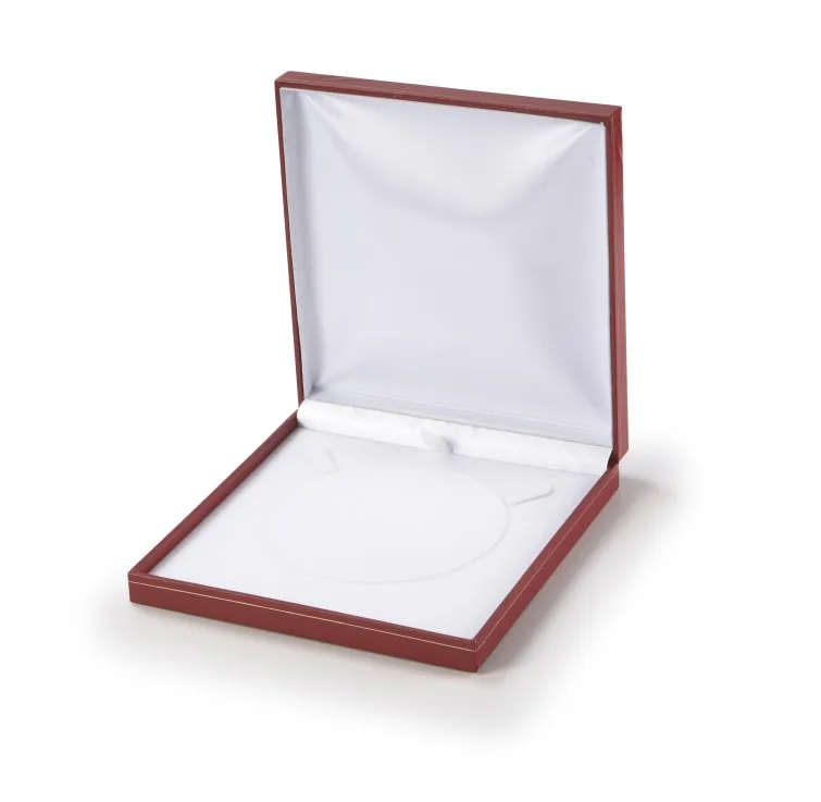 [65-176RD] RED LEATHERETTE SQUARE NECKLACE BOX