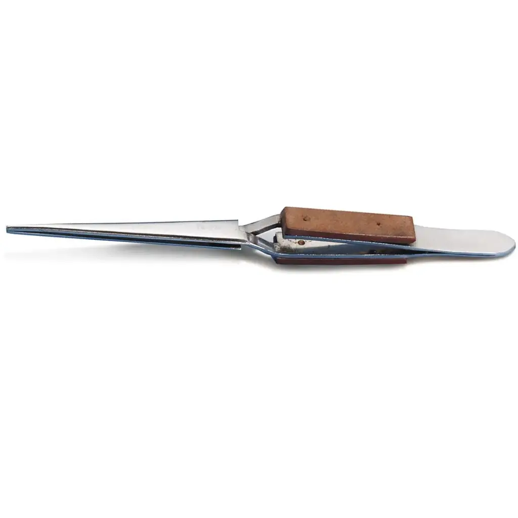 [57-760-2] STRAIGHT CROSSLOCK TWEEZER W/ GRIP