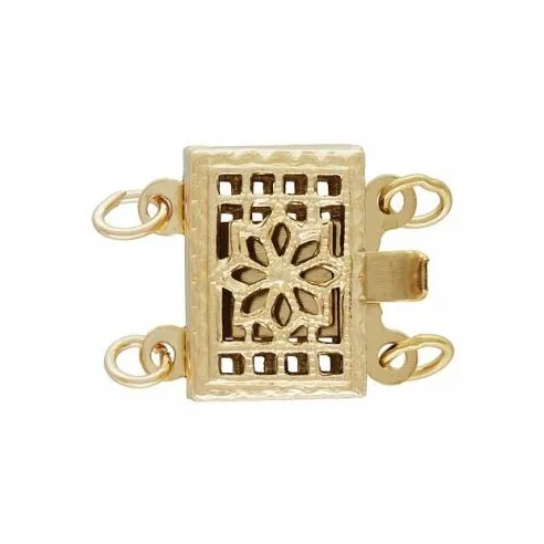 [PC-GF-312] GOLDFILL FILIGREE PEARL CLASP 2-STRAND RECTANGLE