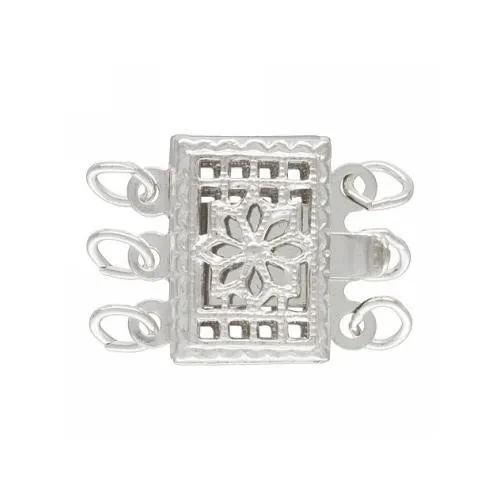 [PC-SS-312] STERLING SILVER FILIGREE PEARL CLASP 2-STRAND RECTANGLE