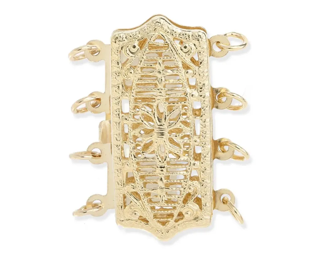 [PC-14Y-1624] 14K YELLOW FANCY 4-STRAND PEARL CLASP