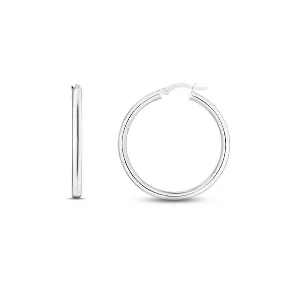 [HE-SS-30] STERLING SILVER HOOP EARRINGS - 30MM