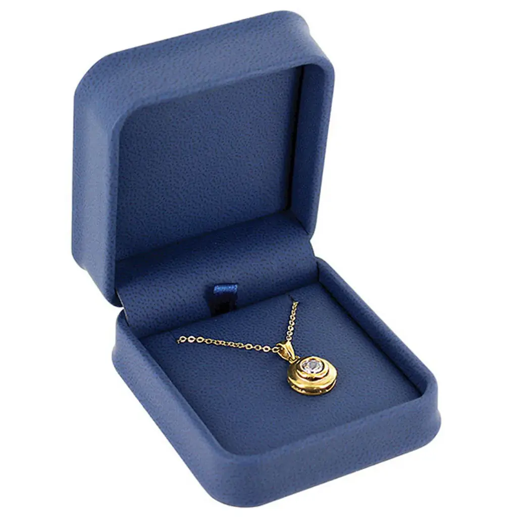[65-142BL] PLUSH BLUE LEATHERETTE PENDANT BOX