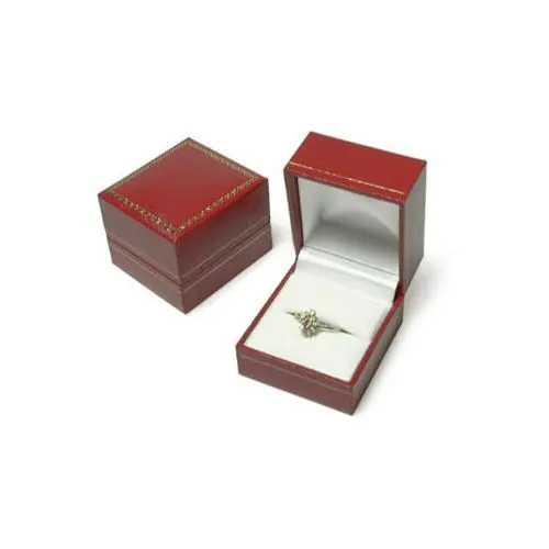 [65-170RD] RED LEATHERETTE RING BOX