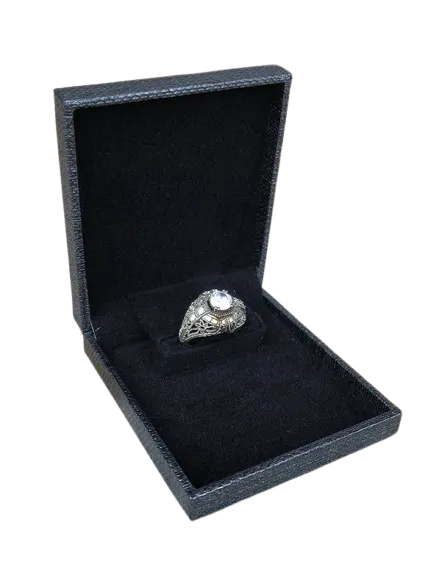 [65-145] METALLIC GREY SLIM PROPOSAL RING BOX