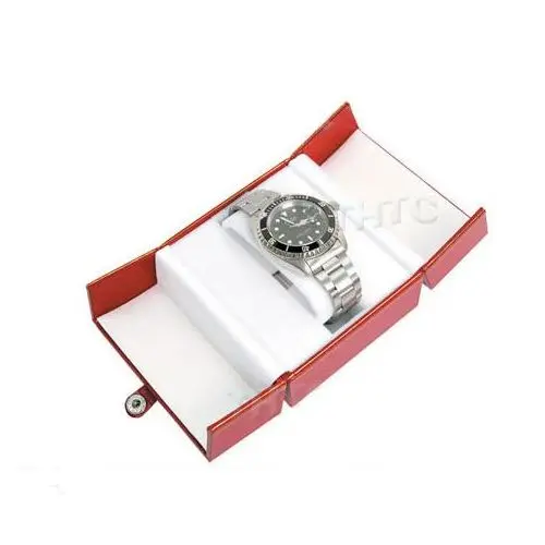 [65-154RD] RED LEATHERETTE DOUBLE DOOR WATCH BOX