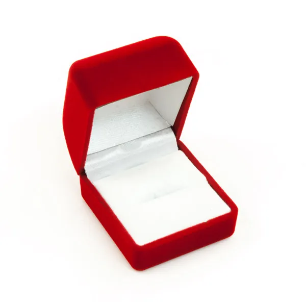 [65-191RD] RED VELOUR SINGLE RING BOX