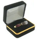 BLACK VELVET WITH GOLD TRIM DOUBLE RING BOX