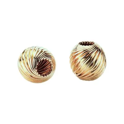 TWISTED CORRUGATED GOLD FILLED BEADS - 7MM