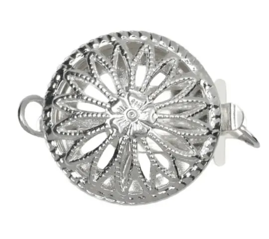 STERLING SILVER ROUND FILIGREE PEARL CLASP SINGLE STRAND