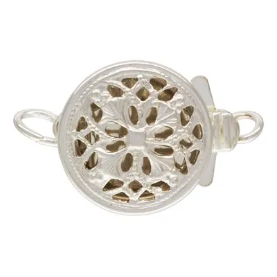 [PC-SS-142] STERLING SILVER ROUND FILIGREE PEARL CLASP SINGLE STRAND