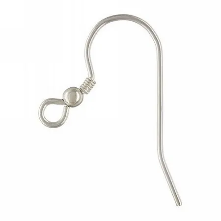 STERLING SILVER EARWIRES SHEPHERD HOOK WITH BALL & COIL