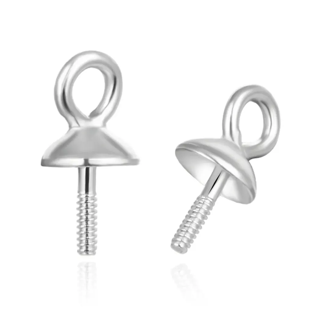 STERLING SILVER PEARL SCREW CAP 5MM PAD