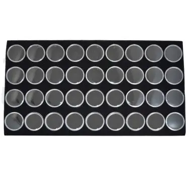 [65-5305] FOAM LINER WITH 36 GEM JARS - 1-3/8" DIA. - BLACK/BLACK
